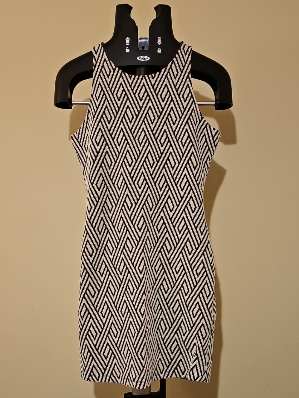 Mango Black and White Geometric Knit Bodycon Dress - Women Small